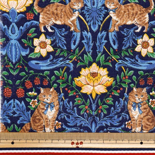 [Quantità a partire da 5] Tessuto "Cotton Linen tela gatto giardino blu r9011-2c"