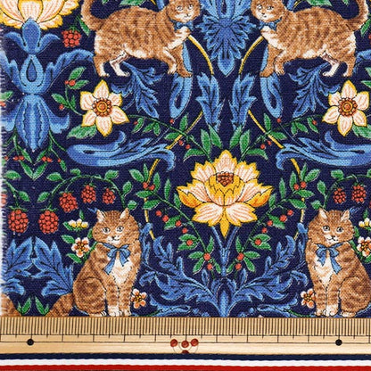 [Quantità a partire da 5] Tessuto "Cotton Linen tela gatto giardino blu r9011-2c"