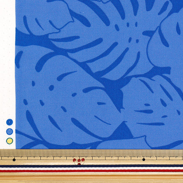 【数量5から】 生地 『TCハワイアンプリント ボーダー ブルー 205003-213』