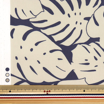 【数量5から】 生地 『TCハワイアンプリント ボーダー ネイビー 205003-220』