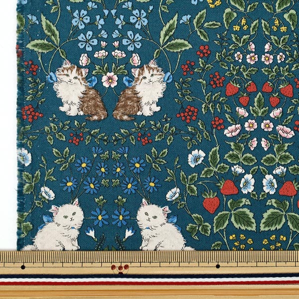 [Anzahl ab 5] Stoff "Nummer 10Oxford Cat Garden Marineblau R9014-1D"