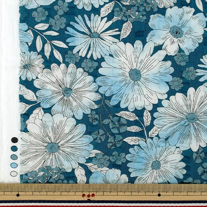 [Cantidad desde 5] Tela "Patrón floral ondulado azul R9034-3C”