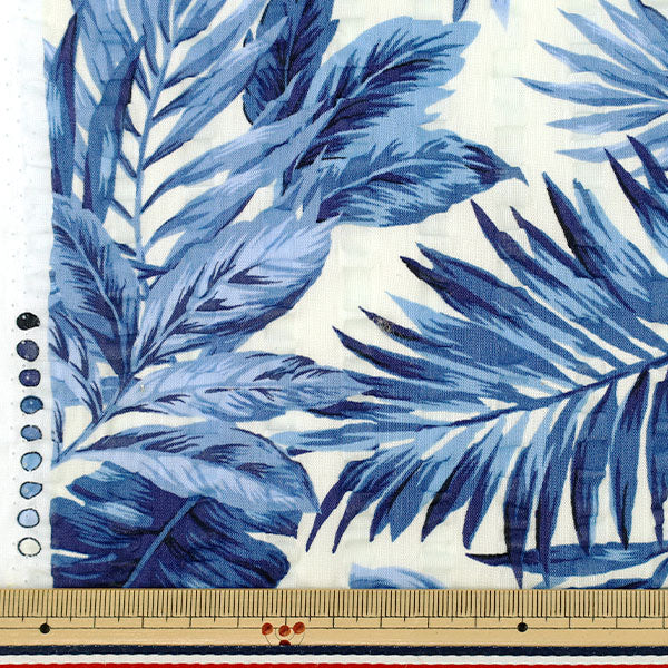 [Количество от 5] Ткань "Ripple Monstera Navy R9034-4C”