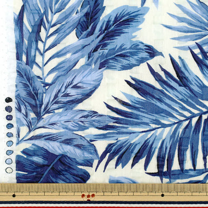 [Количество от 5] Ткань "Ripple Monstera Navy R9034-4C”