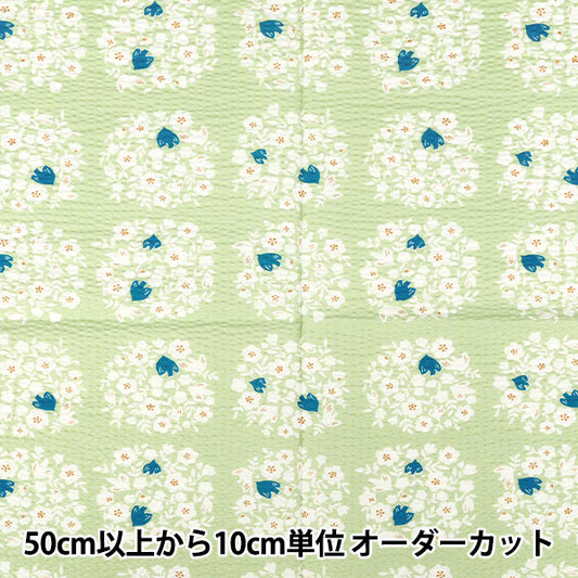 [Quantità da 5] Tessuto "Cerchio con stampa ondulata, verde uccello RIPP26-CB-GR”