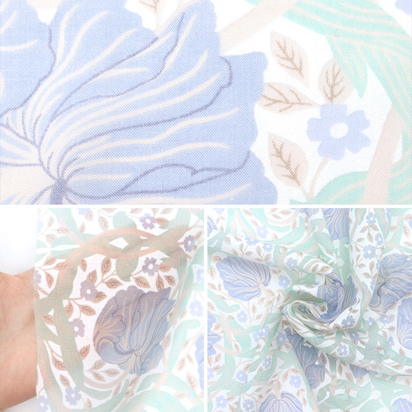 [Quantity starting from 5] Fabric "MODA BEST OF MORRIS Opal Pin Panel Blue 8065-15"