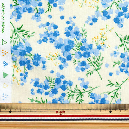 [Quantité à partir de 5] Tissu "Linon de coton moment momen-tsiège Sofrey traité Mimosa Modèle tout-over bleu 144-8050-C5BL" 【Yuzawayaoriginal】