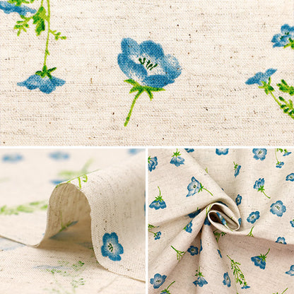 [De la quantité 5] Tissu "Momen-T Moment Cotton Linen Sofrey Nemophila Total Pattern Kinari 144-8050-E1NA" 【Yuzawayaoriginal】