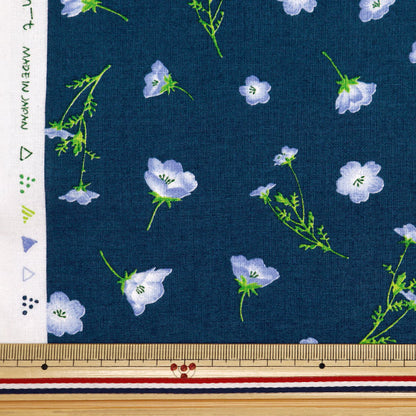 [De la quantité 5] Tissu "Momen-T Moment Cotton Linen Sofrey Nemophila Total Pattern Navy 144-8050-E2NV" 【Yuzawayaoriginal】