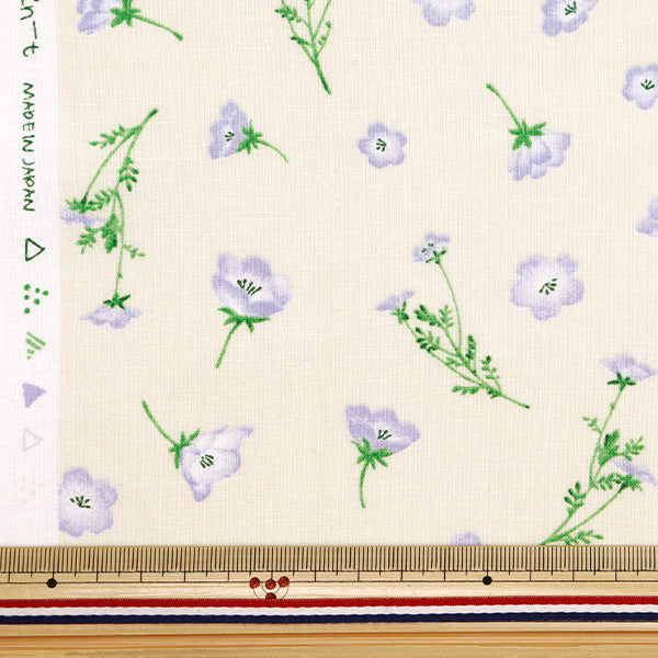 [De la quantité 5] Tissu "Momen t Moment Cotton Linen Sofrey Nemophila Total Pattern Cream 144-8050-E3CR" 【Yuzawayaoriginal】