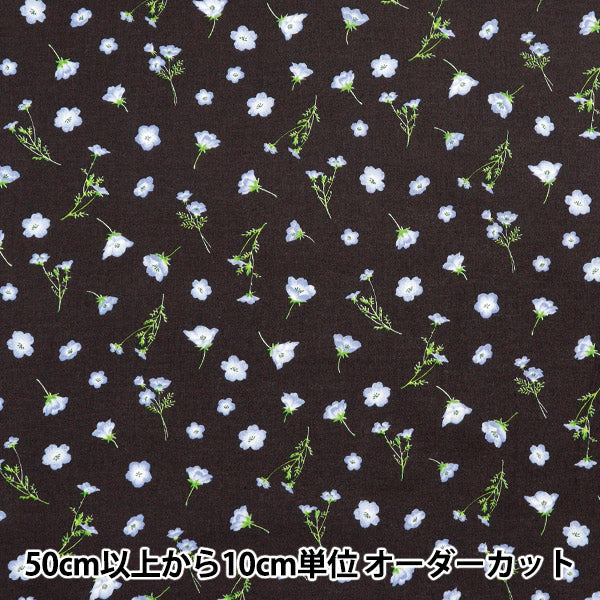 [الكمية تبدأ من 5] الأقمشة "Momen-T لحظة قطن الكتان Sofrey Nemophila All-Over الفحم 144-8050-E4ch" 【Yuzawayaإبداعي】