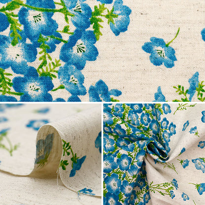 [De la quantité 5] Tissu "Momen-T Moment Cotton Linen Sofrey Nemophila Match Kinari 144-8050-D1NA" 【Yuzawayaoriginal】