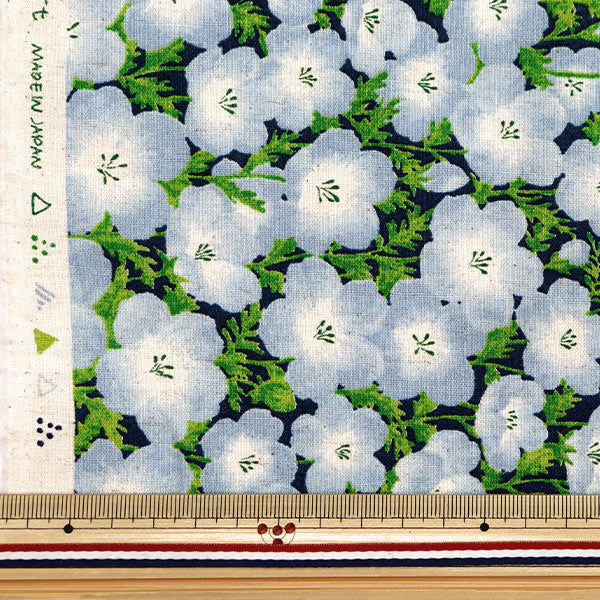 数量5から】 生地 『mOmen-t モーメント 綿麻ソフリー ネモフィラ柄