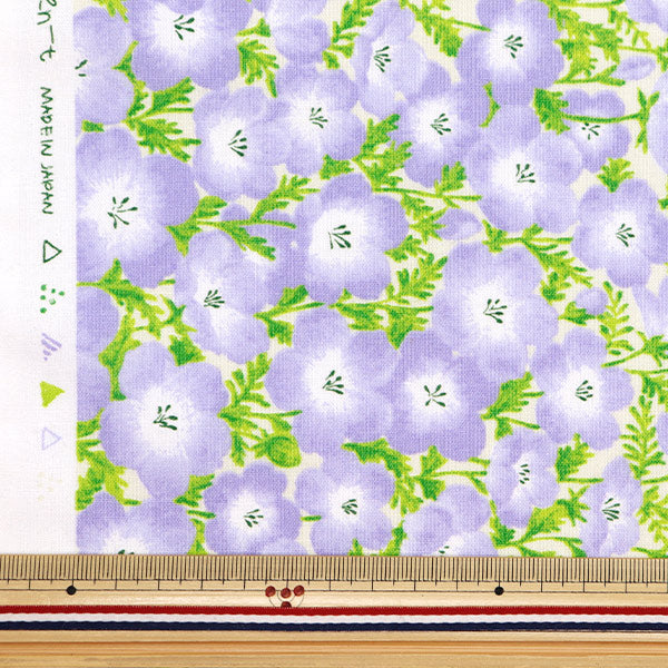 [De la quantité 5] Tissu "Momen-T Moment Cotton Linen Sofre Nemophila Pattern Cream 144-8050-D3CR" 【Yuzawayaoriginal】