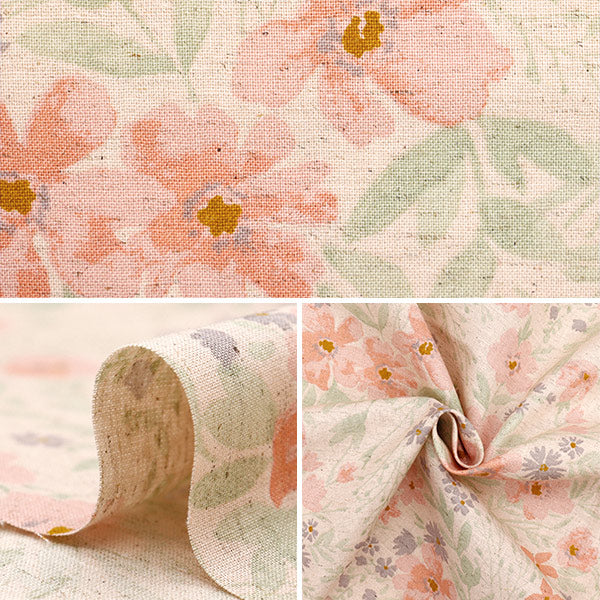 [Quantité à partir de 5] Tissu "Linon de coton moment momen-tsiège Sofrey transformé de fleur de flotteur motif rose 144-8050-f1pi"