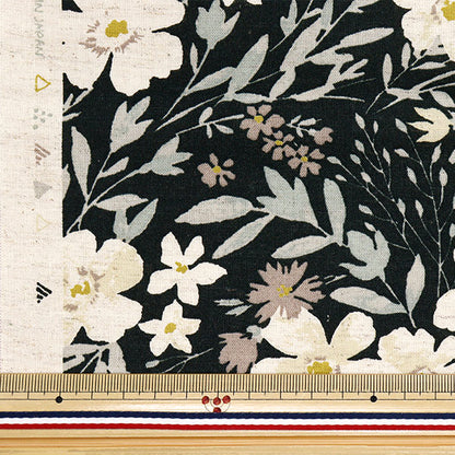 [Quantité à partir de 5] Tissu "Linon de coton moment momen-tsiège Sofrey transformé de fleur de flotteur noir noir 144-8050-F2BK"