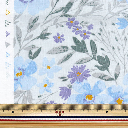 [Quantité à partir de 5] Tissu "Linon de coton moment momen-tsiège Sofrey transformé de fleur de flotteur Bleu 144-8050-F4BL"