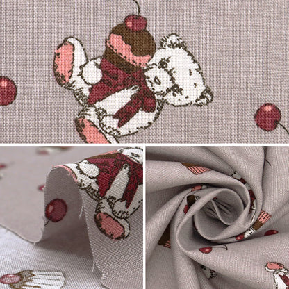[Quantité à partir de 5] Tissu "Milkratte" siège Ours et cerise gris MLJS-13A"
