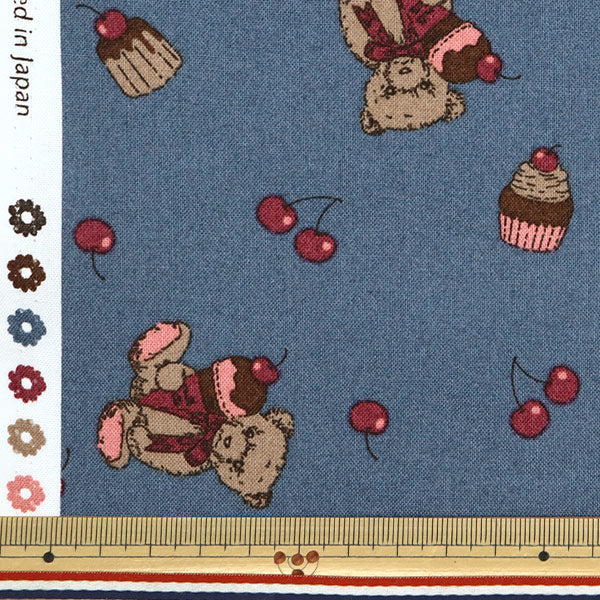 [Quantité à partir de 5] Tissu "Milkratte" siège Ours et cerises Navy MLJS-13B"