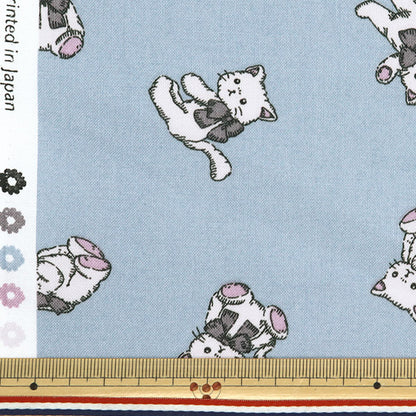 [Menge ab 5] Stoff "Milkratte" leinwandbindung Katze blau MLJS-14B "