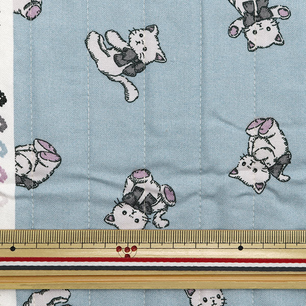 生地 『ミルクラテ シーチングキルトカットクロス ねこちゃん ブルー