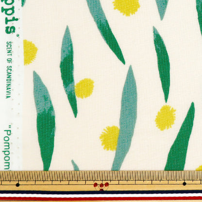 [Menge ab 5] Stoff "Kippis leinwandbindung Pom Pom Elfenbein KPS-89A"