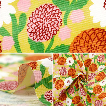 [Quantité à partir de 5] Tissu "kippis Oxford Dahlia jaune kpo-93a"