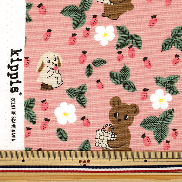 【数量5から】 生地 『kippis (キッピス) オックス 森におでかけ ピンク KPO-94B』
