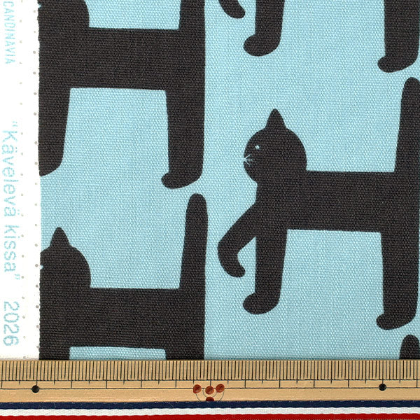 【数量5から】 生地 『kippis (キッピス) オックス 歩く猫 パウダーブルー KPO-96A』