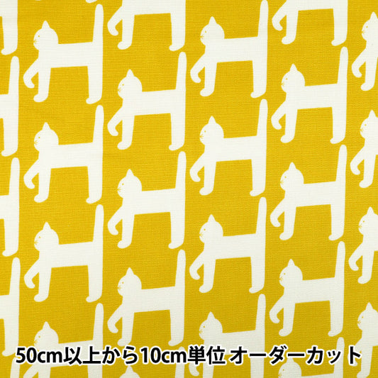 【数量5起】 織物 kippis（基皮斯） 牛津布 行走的猫黄色KPO-96B