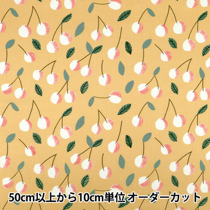 【数量5から】 生地 『kippis (キッピス) オックス さくらんぼ イエロー KPO-97B』