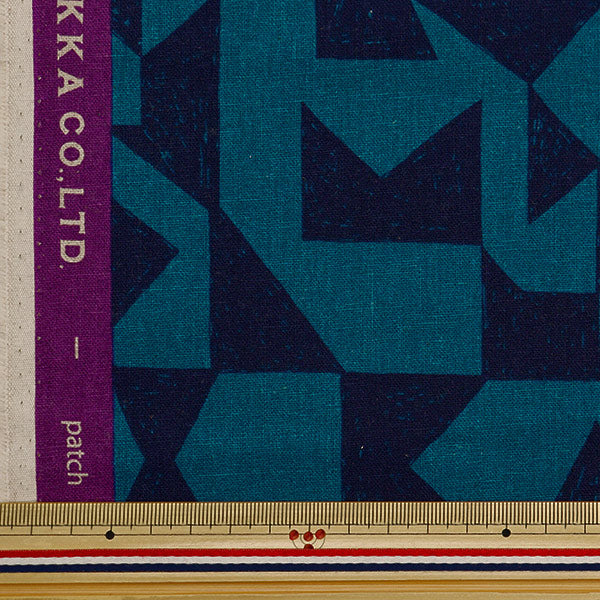 [Quantity starting from 5] Fabric "ni-co echino cotton linen canvas patch blue EKX-98060-61B" KOKKA