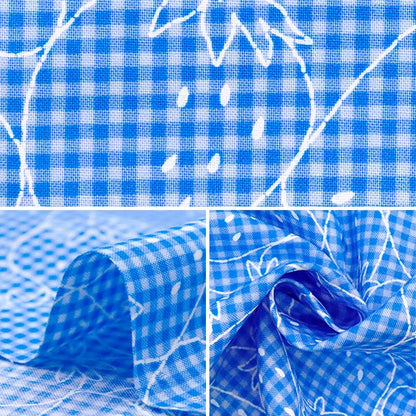 [5부터 시작하는 수량] 천・원단 『시팅 원단 슈퍼 워터 레피니트 피크 닉 자수 스타일 깅엄 패턴, 색상 ypa-51020-1a" KOKKA