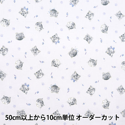 [De la cantidad 5] Tela "Estrella nueva láminas Gato femenino azul nse-cat-bl" KOKKA 【Yuzawayaoriginal】