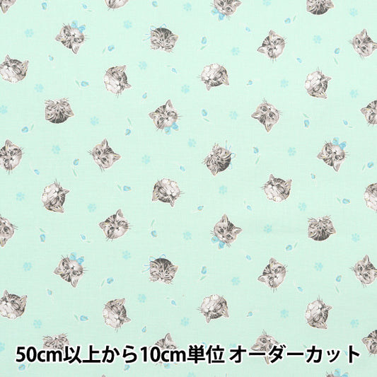 [Dalla quantità 5] Tessuto "Nova fogli Feminine Cat Green Green NSE-CAT-GR" KOKKA 【Yuzawayaoriginale】