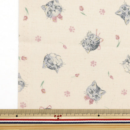 【数量5から】 生地 『NOVA シーチング フェミニンキャット ナチュラル NSE-CAT-NA』 KOKKA コッカ 【ユザワヤオリジナル】