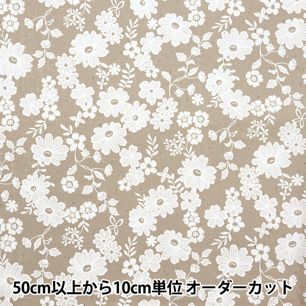 [De la quantité 5] Tissu 『Oxford En dentelle x en lin, petit motif floral ypa-59030-1a" KOKKA