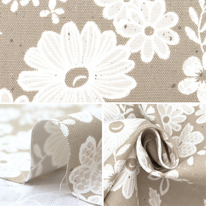 [De la quantité 5] Tissu 『Oxford En dentelle x en lin, petit motif floral ypa-59030-1a" KOKKA