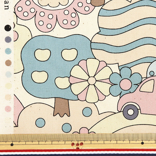 【数量5から】 生地 『オックス Retro school 虹 YKA-29040-1B』 KOKKA コッカ