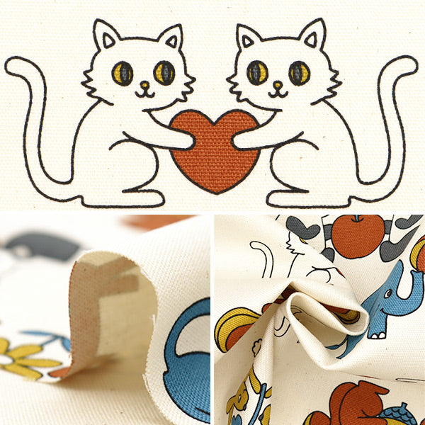 [De la cantidad 5] Tela 『Oxford Retro School Animal YKA-29040-2A" KOKKA