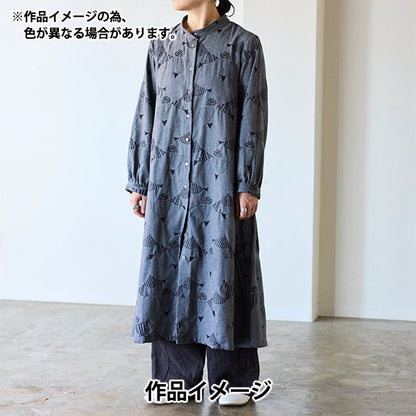 [Menge ab 5] Stoff "Echino ViyellaBrushed Embroidered Flag Gray x Black EKX-98080-81B" KOKKA