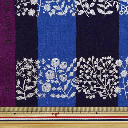 [Quantità a partire da 5] Tessuto "tela di lino in cotone ecotico reticolo blu ekx-98090-91b" KOKKA