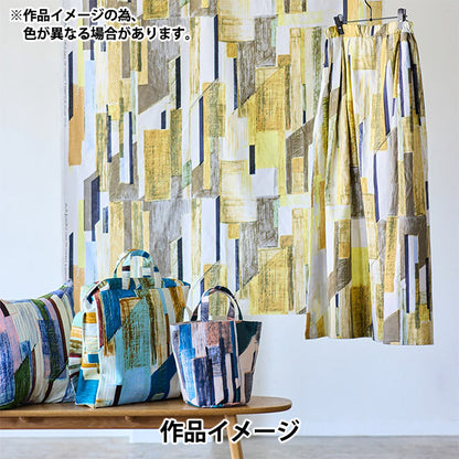 【数量5起】 織物 KESHIKI棉花維耶拉 Office street绿色×粉色系EKX-4700-1B KOKKA