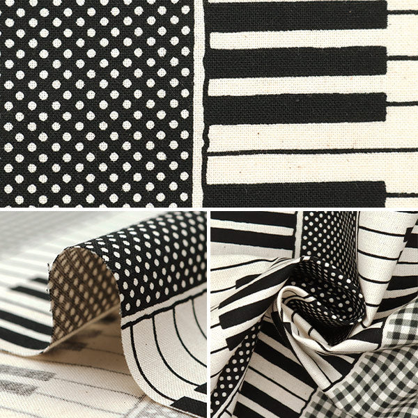 [Cantidad a partir de 5] Tela 『láminas Piano Montonone School Black YKA-29010-2A" KOKKA