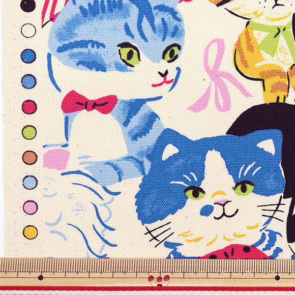 数量5から】 生地 『オックス パワフルアニマル 猫 キナリ YGA