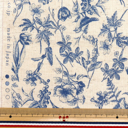 [Quantity starting from 5] Fabric "Cotton and linen"Sheeting Natural Garden Blue YGA-81070-2A" KOKKA