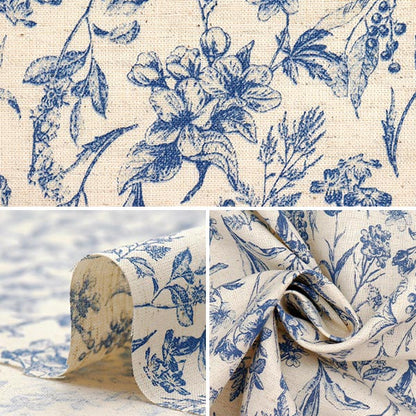 [Quantity starting from 5] Fabric "Cotton and linen"Sheeting Natural Garden Blue YGA-81070-2A" KOKKA