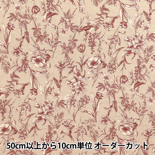 [Cantidad a partir de 5] Tela "Algodón y lino"láminas Jardín natural Red YGA-81070-2C" KOKKA