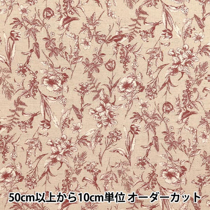 [Cantidad a partir de 5] Tela "Algodón y lino"láminas Jardín natural Red YGA-81070-2C" KOKKA