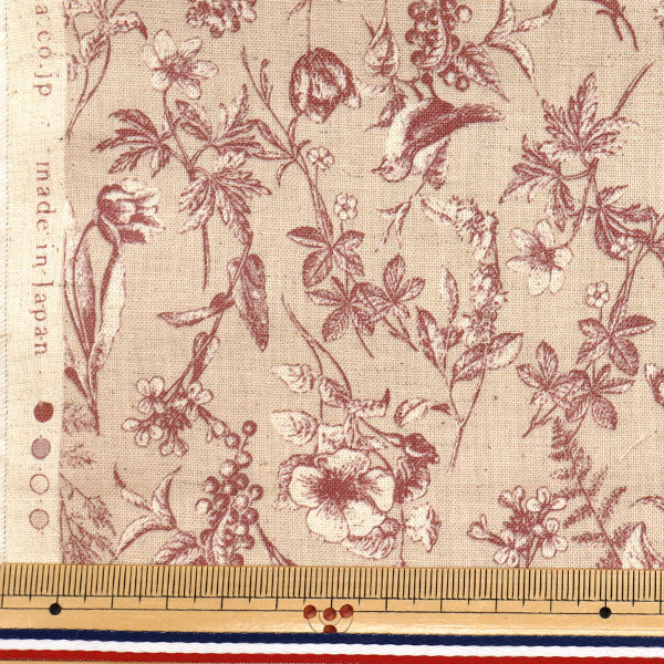 [Cantidad a partir de 5] Tela "Algodón y lino"láminas Jardín natural Red YGA-81070-2C" KOKKA